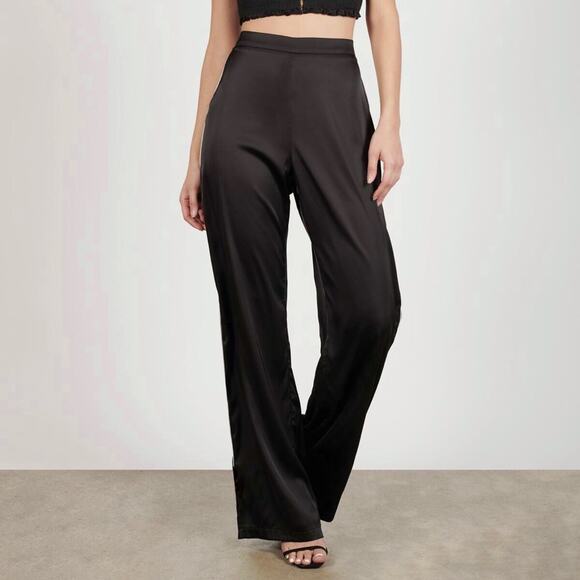 Elena by Tanner Pants - Elena by Tanner Black Matte Satin Straight Leg Pants Trousers Women’s Size 12